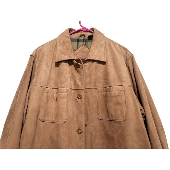 Roundtree Yorke Soft Suede Leather Barn Chore Coat Jacket Large Brown Western - Picture 4 of 16
